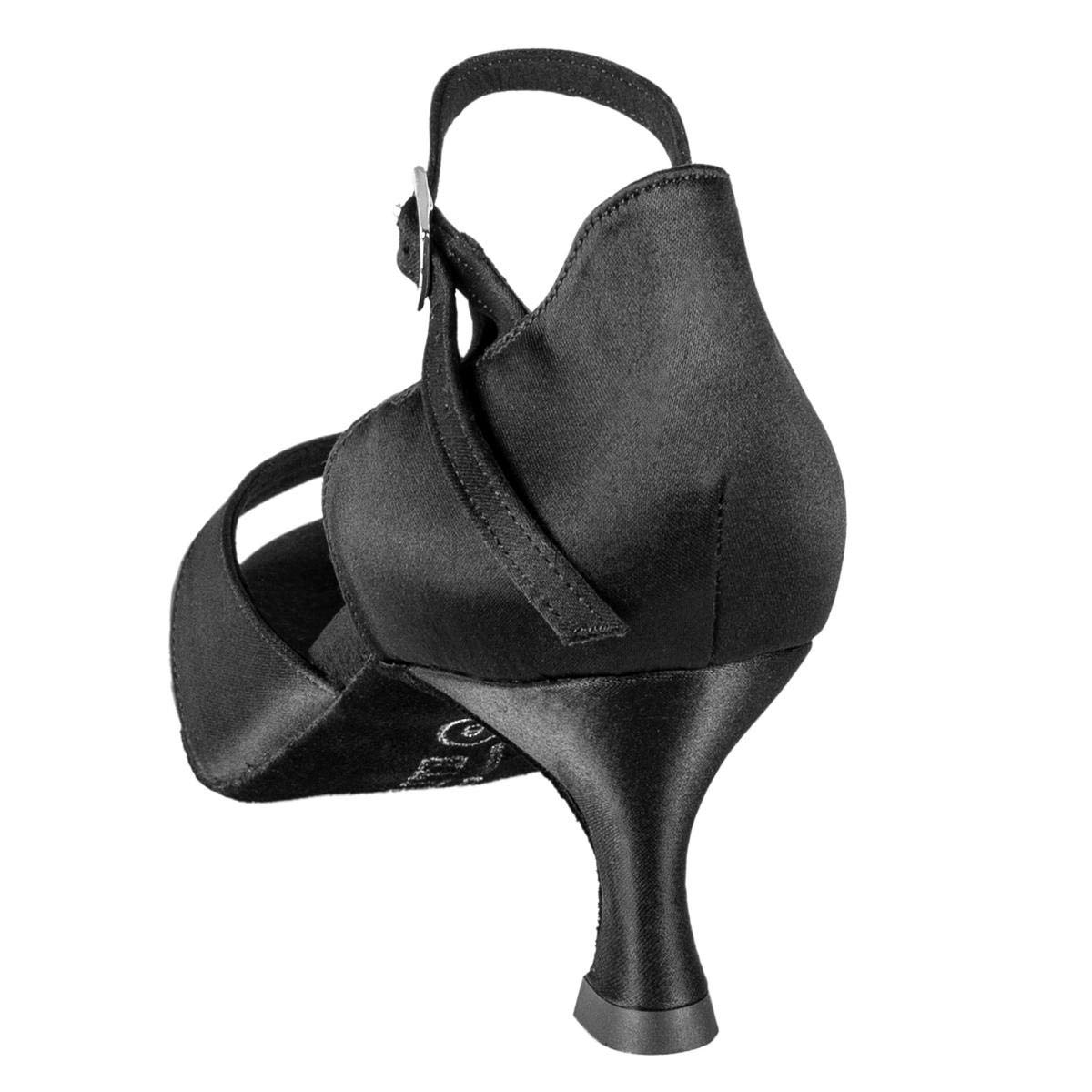 Rummos Damskie buty do tańca R385 041 - czarna satyna - regularny krój - 5 cm 50R rozkloszowany obcas - wyprodukowano w Portugalii