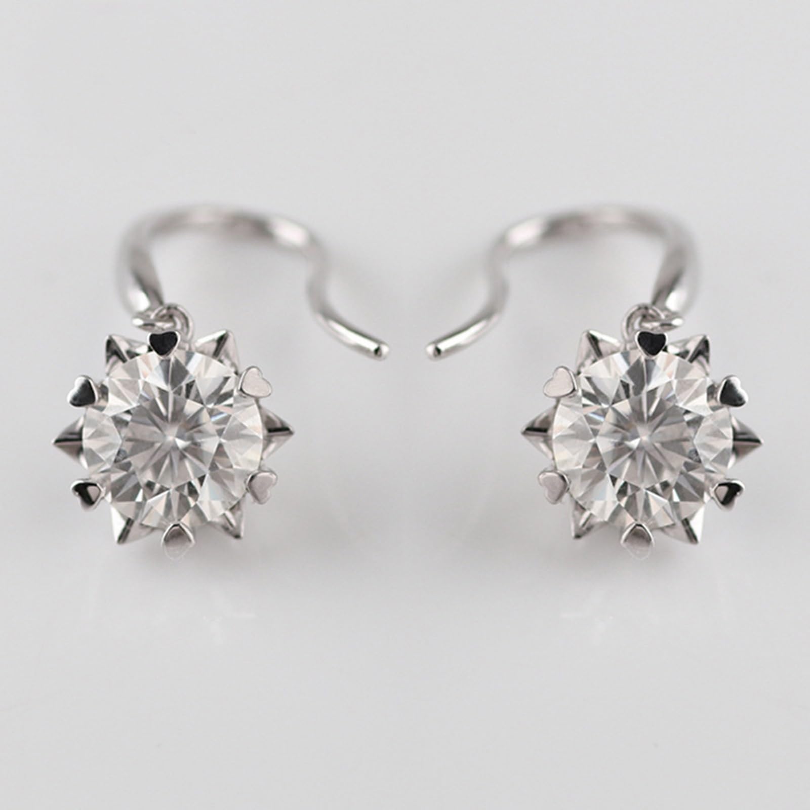 Pendientes Mujer Corazón de Copo de Nieve con Moissanita de 1/2ct, Oro 9K/14K/18K, Joyas Pendientes Colgantes con Piedra