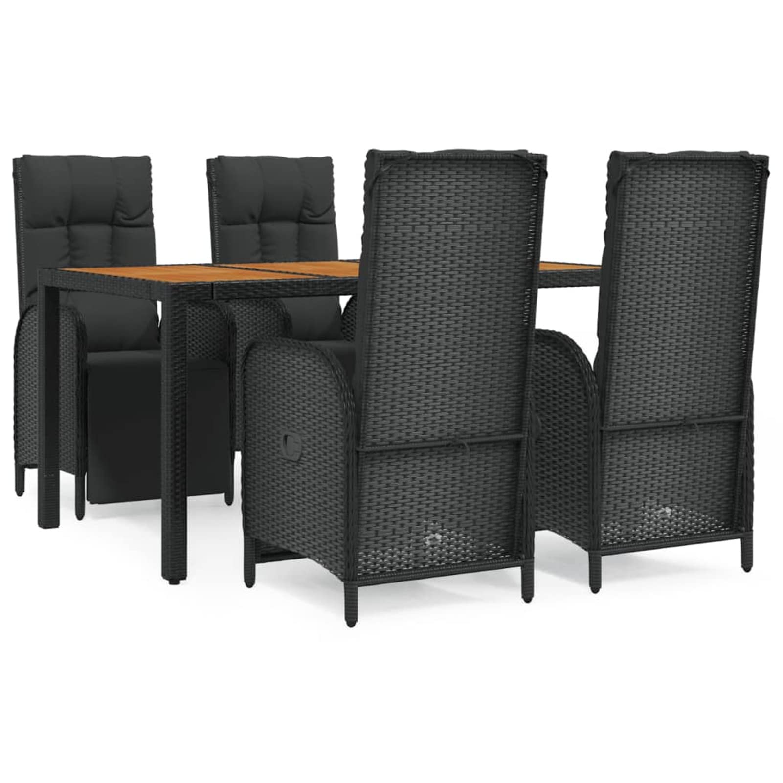 3185076 Set da Pranzo da Giardino 5 pz Nero con Cuscini in Polyrattan Testata in Legno,Testata Letto Matrimoniale Muebles Dormitorio Spalliera Letto Testiere per Letto Matrimoniale