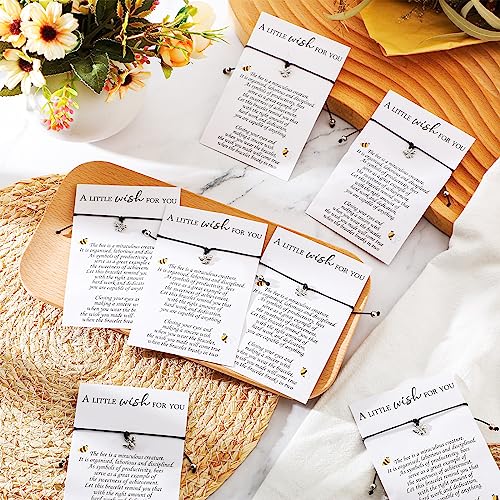 25 Sets Employee Appreciation Gifts Good Luck Charms Bee Bracelets Good Luck Wish Bracelets with Wish Cards Inspirational Bee Lover Gifts for Teachers Women Coworker Leaving3