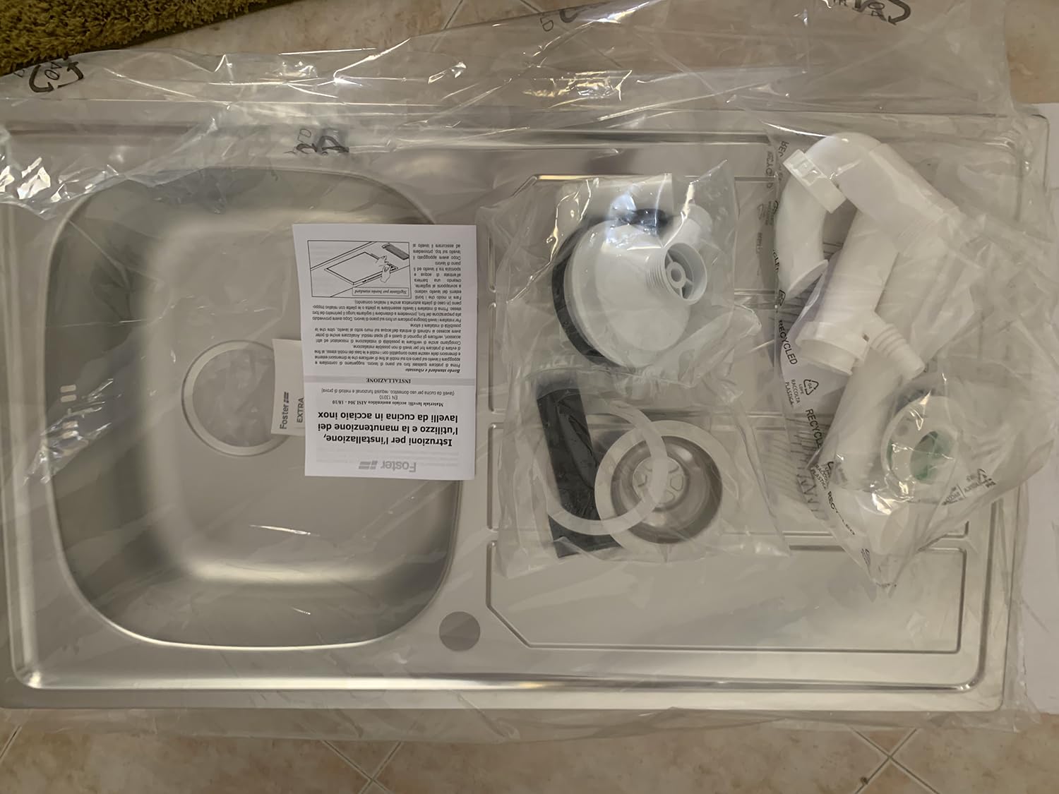 Lavello per cucina Foster S1000 una vasca sx e gocciolatoio destro