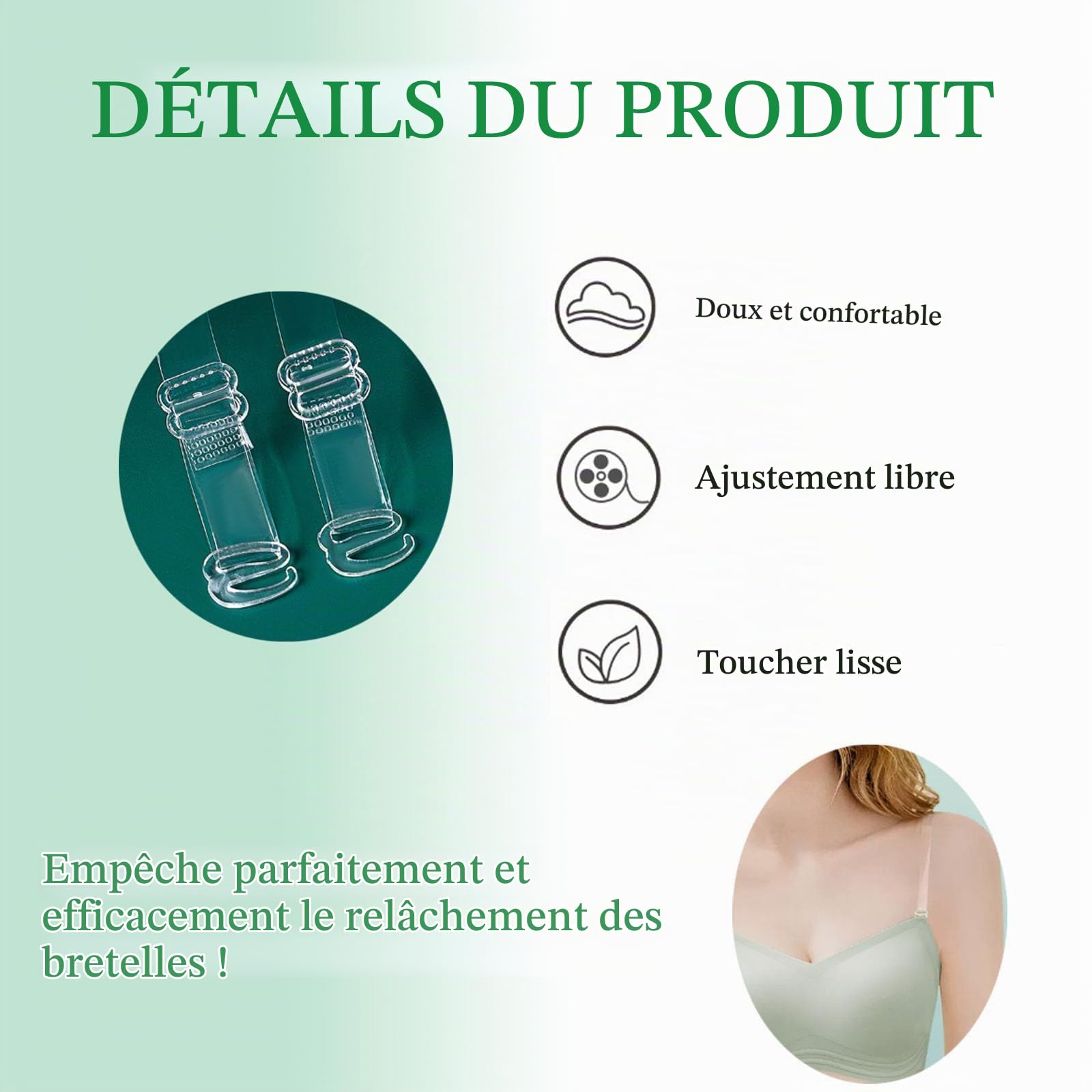 Générique 4 Paires Bretelles de Soutien-Gorge Transparentes, Réglable Soutien Gorge Bretelle Amovible Antidérapantes pour Soutiens-Gorge sans Bretelles