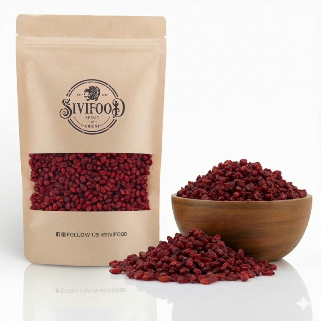 SIVIFOOD® Berberitzen [1kg] – Getrocknete Berberitzen Beeren in Premium Qualität – Naturbelassene Berberitze (Sauerdorn, Zereshk) ohne Zusätze – Vegan, fruchtiges Trockenobst zum Kochen & Backen