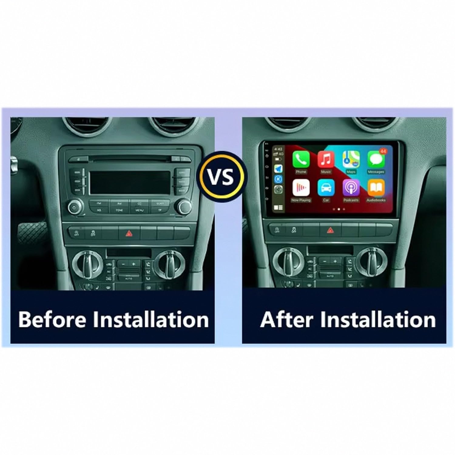 System Audio Dla Apple Carplay I Android Auto dla Audi A3 8P 2008-2012 Przenośny Ekran Dotykowy Carplay Z Siri, Bluetooth, Nadajnikiem, Sterowaniem, 8 Rdzeń 4G+64G