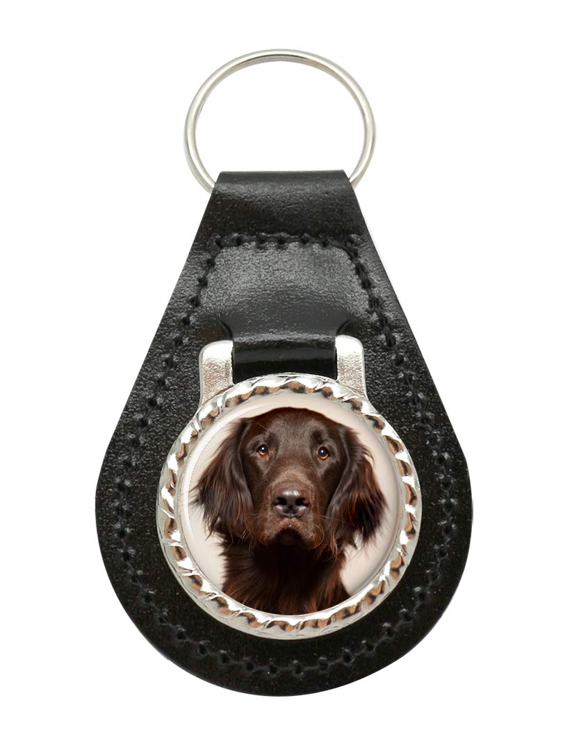 Giftshop UK Flat-Coated Retriever Leather Key Fob