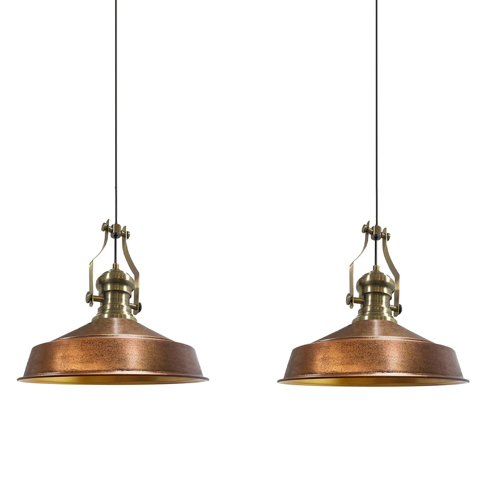 Bamyum Copper X2 Neo-Asletl Pendant Light Vintage Metal Set Of 2, Lamp Shades Ceiling, Kitchen Lights Ceiling E27, Industrial Lamp, Metal Pendant Light Fitting For Living Room And Dining Table Coloured Copper