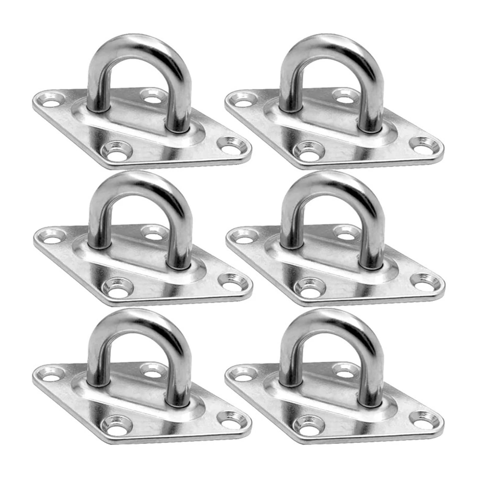 Ucygor Eye Plate 8pcs Stainless Steel Pad Eye Plates Hook Ceiling Hooks Anchor with Screw Square Wall Mount Hanger for Swings Hammock for Wall Ceiling Hanging(M8 Hook with Screw)