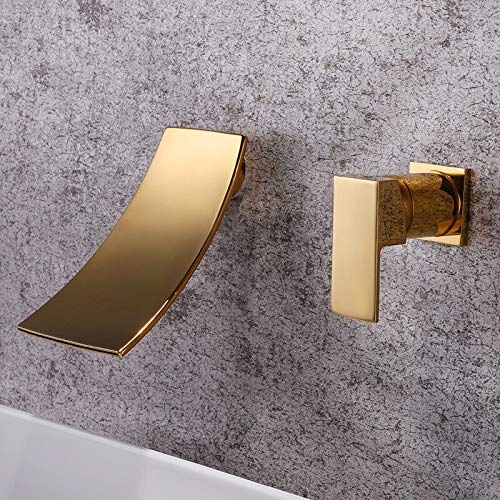 Robinet de lavabo doré et noir encastré FIDEMM eau chaude et froide