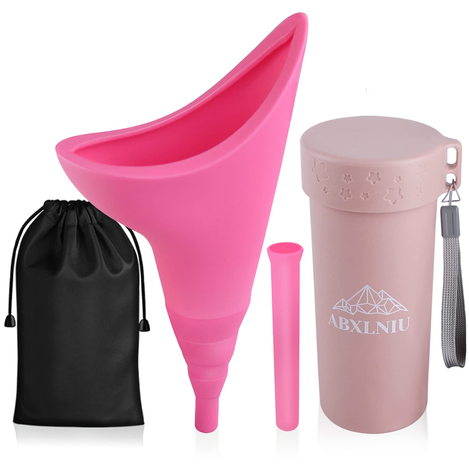 Female Urinals Portable, Female Urination Device with Tube, Silicone Pee Funnel for Women Standing Up Used for Car Outdoor Activities - Pink