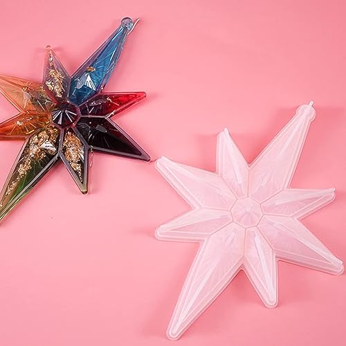 Miniatura 9 de COHEALI 2 moldes de resina de silicona octogonal de Navidad con forma de copo de nieve, colgante de resina con agujeros