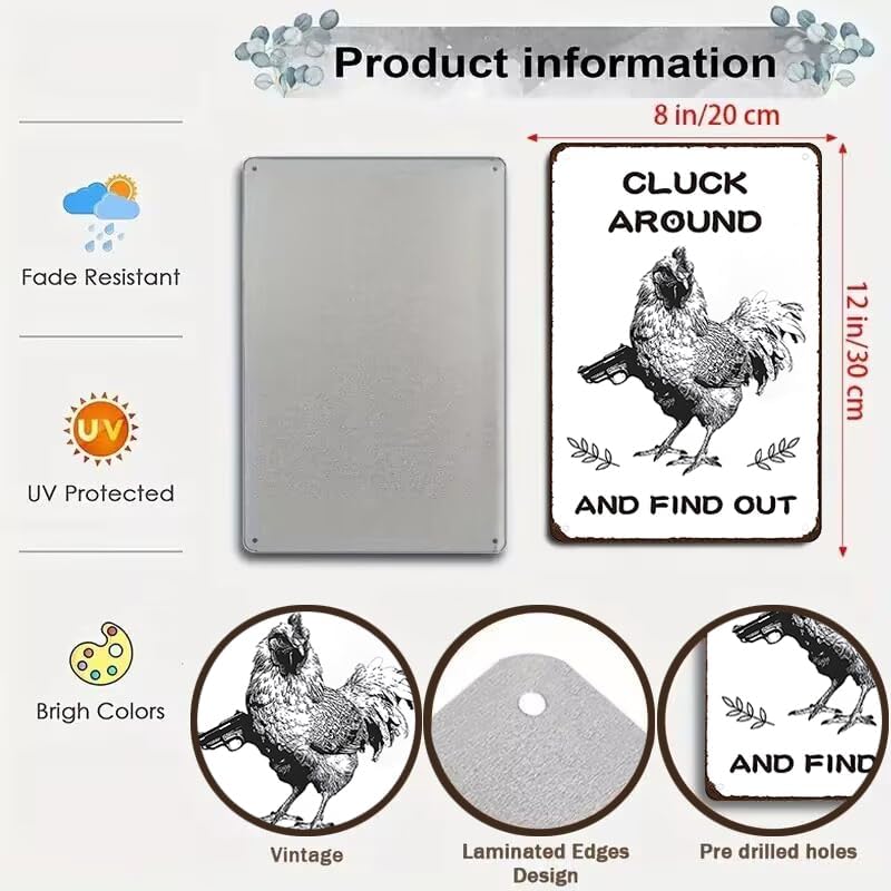 Funny Chicken Gifts Chicken Tin Sign for Home Farm Chicken Coop Farmhouse Kicthen Garden Decor 8 X 12 Inch (3220) - Image 2