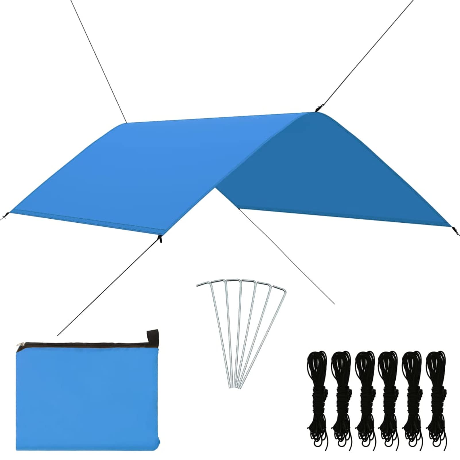 Tidyard Impermeables Lonas de Tiendas de Campaña Toldo de Camping Toldo de Jardín Toldo de Sombra para Playa/Parque,Lona de Picnic Protección UV Azul 3x2 m
