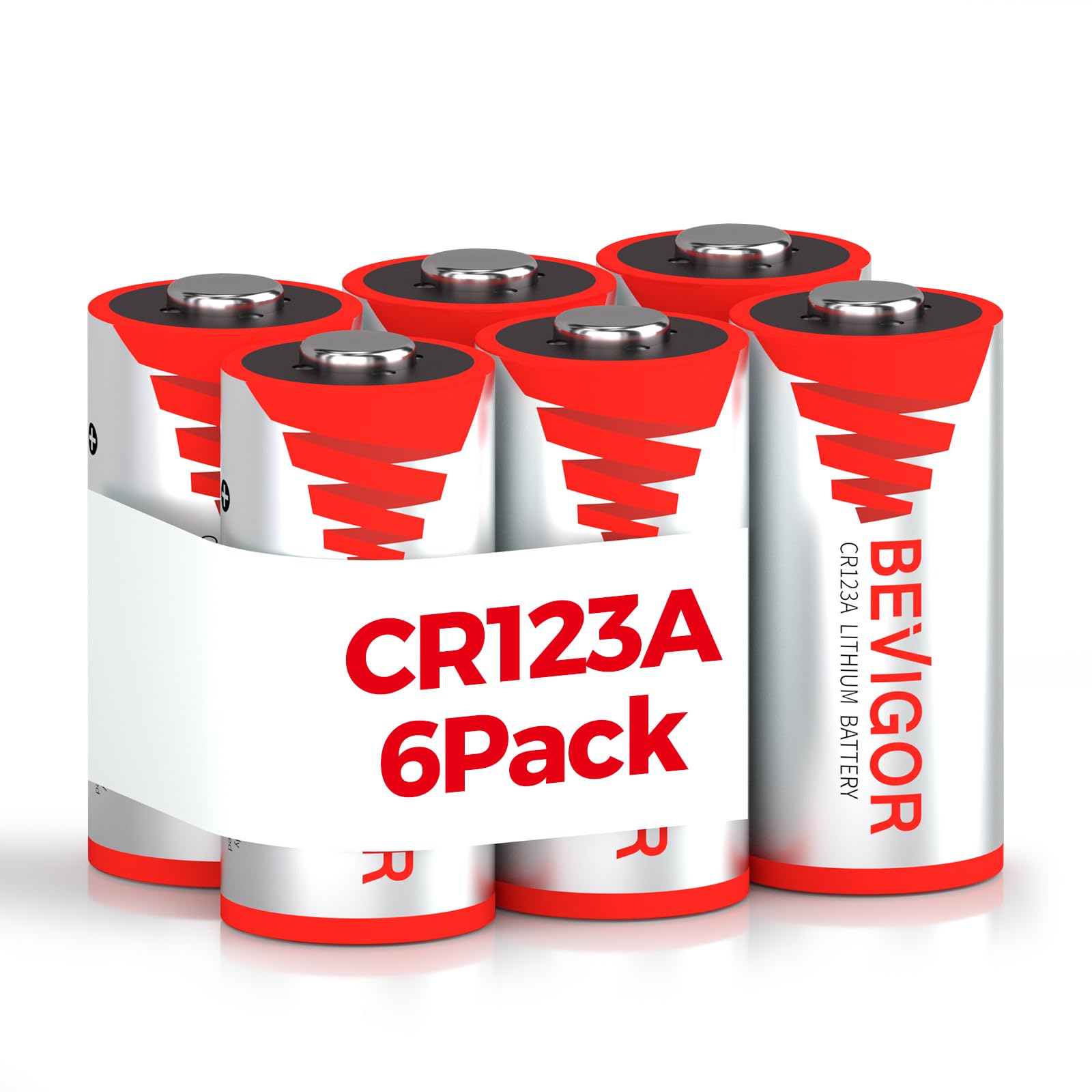 BEVIGOR CR123A 3V Lithium Batteries 6 Pack,1500mAh 3 Volt 123 Battery Camcorder Batteries for Flashlight and Security Device【Non-Rechargeable】
