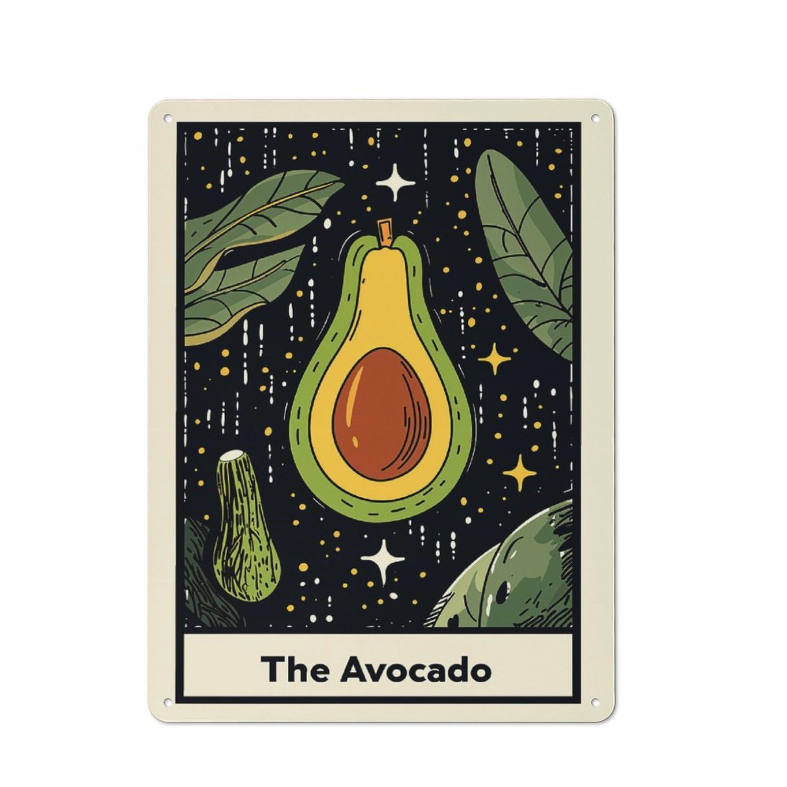 Junmoney Style-16 Avocado Illustration Rustic Metal Plaque 40X30cm For Living Room Or Hallway, For Garage, Workshop And Man Cave Decoration