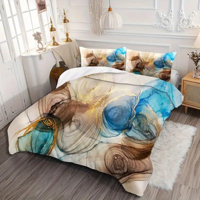 Housse de couette 240x260 parure de lit vortex réversible microfine 3 pièces