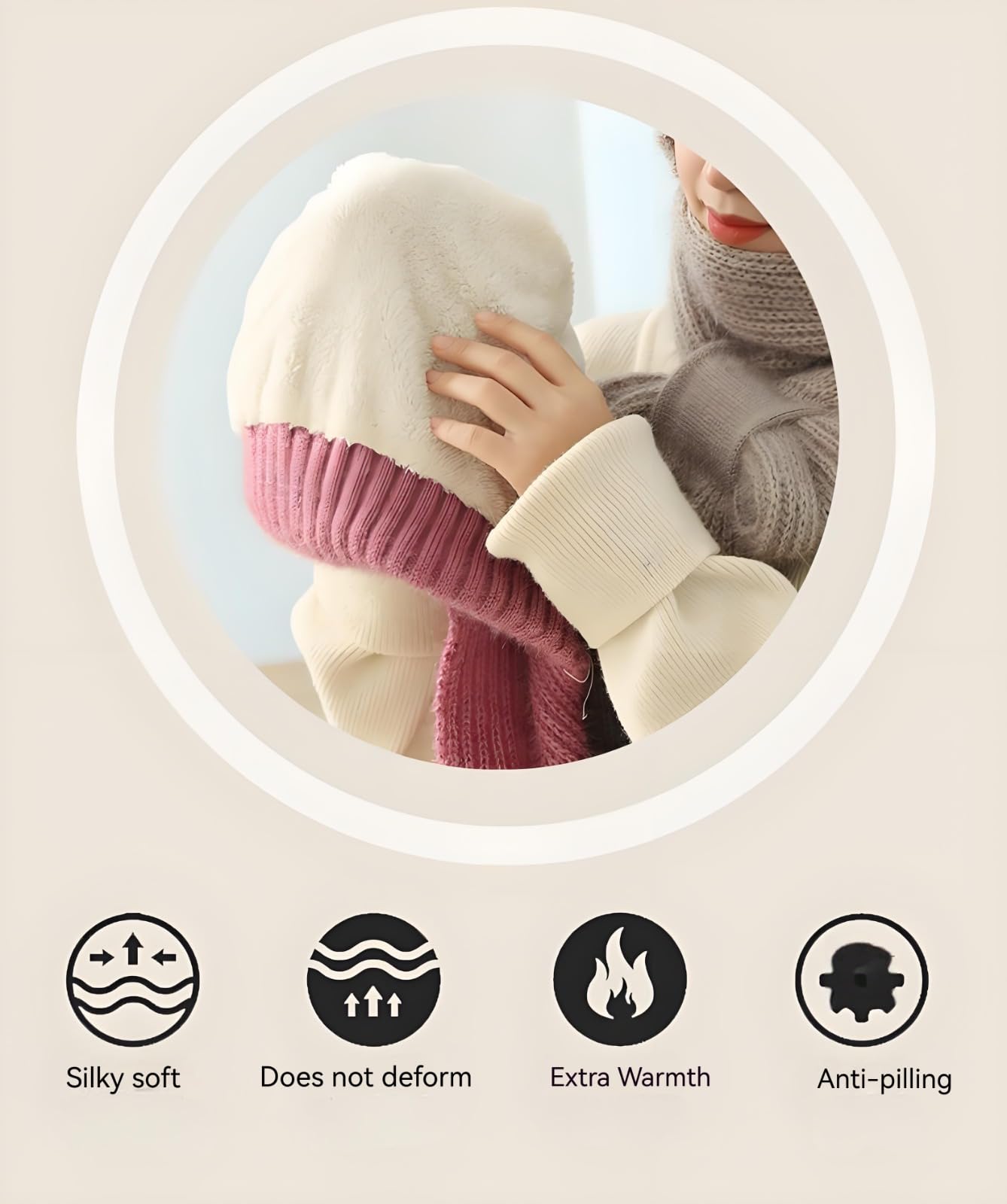 Bufanda de punto con protección integrada para los oídos, resistente al viento, para invierno