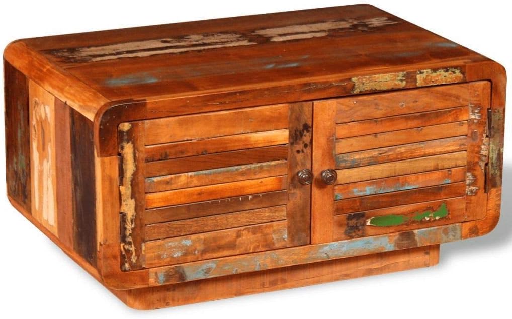 Retro Style Handmade Reclaimed Wood Coffee Table w/Storage