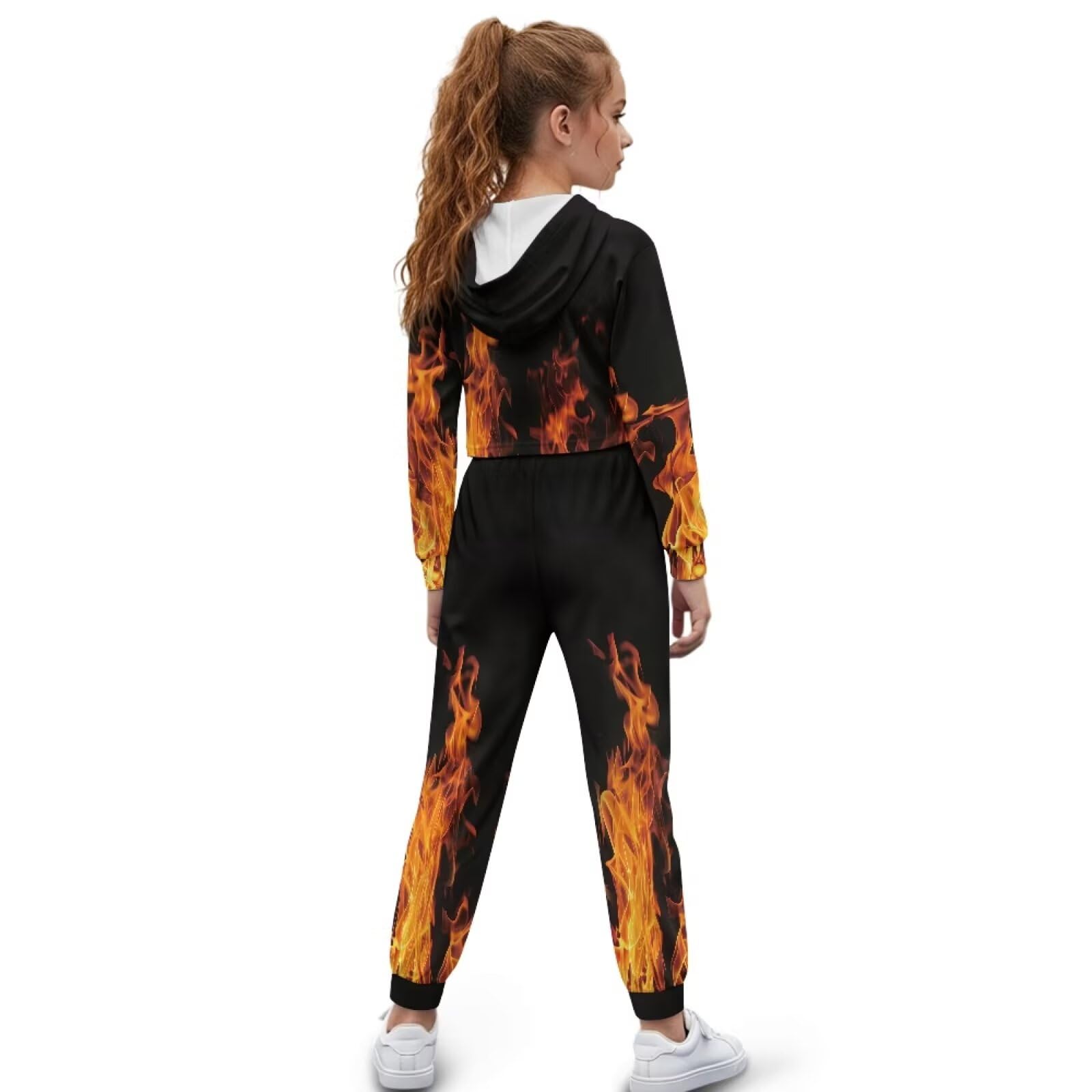 Sweatsuit für Mädchen im Alter von 4–13 Jahren, langärmelig, bauchfreies Oberteil, Kapuzen-Sweatshirt und Jogginghose für Kinder, Mädchen-Kleidungssets