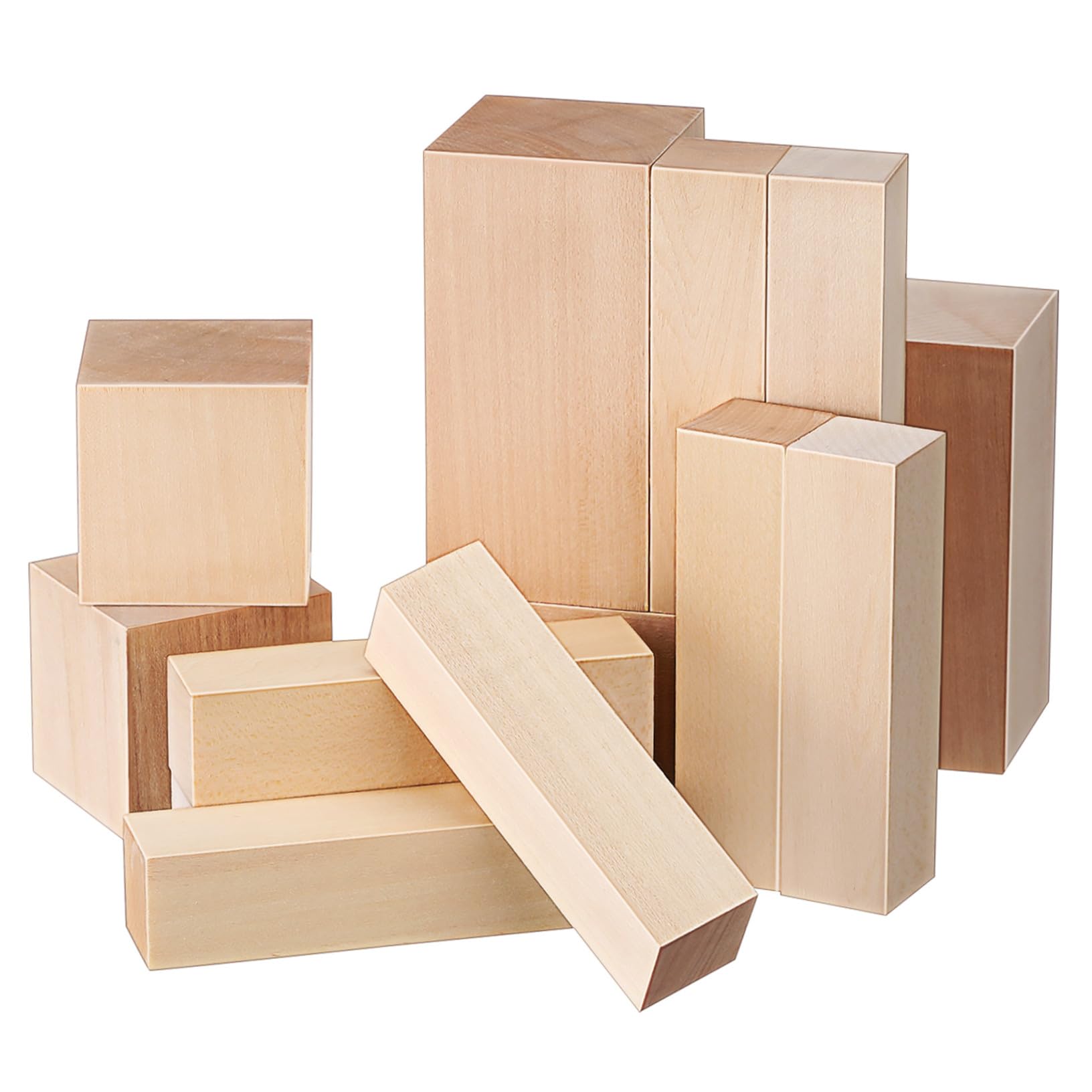 jojofuny 13 Piezas Tallado de Madera de Tilo Bloques Madera para Tallar Bloques de Tallado de Tilo sin Terminar para Manualidades de Arte de Bricolaje para Principiantes