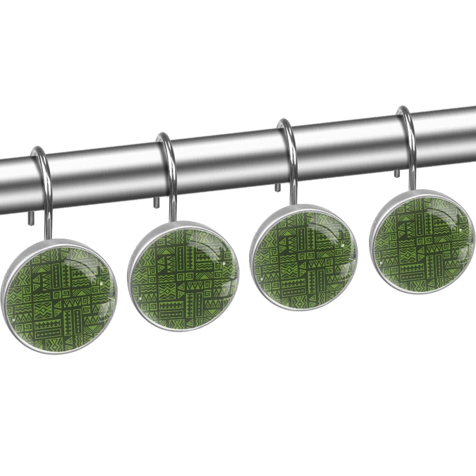 12 ganci decorativi per tende da doccia, in acciaio inox, per bagno, tenda da doccia, anelli vintage con motivo floreale bohémien mandala, confezione da 12