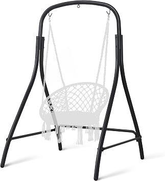 SUNCREAT Hammock Chair Stand, Heavy-Duty Steel Hammock Stand, 400 lbs Capacity, Adjustable Height, Dual-use Swing Stand for Outdoor Indoor, Hammock Chair not Included, Black