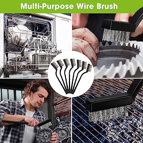 Image of Zhehao 90 Pcs Mini Wire Brushes Set for Cleaning Small Stainless Metal Brush Scrub Masonry Brass Wire Curved Handle for Cleaning Welding Slag Rust Paint Stain(Solid Color)