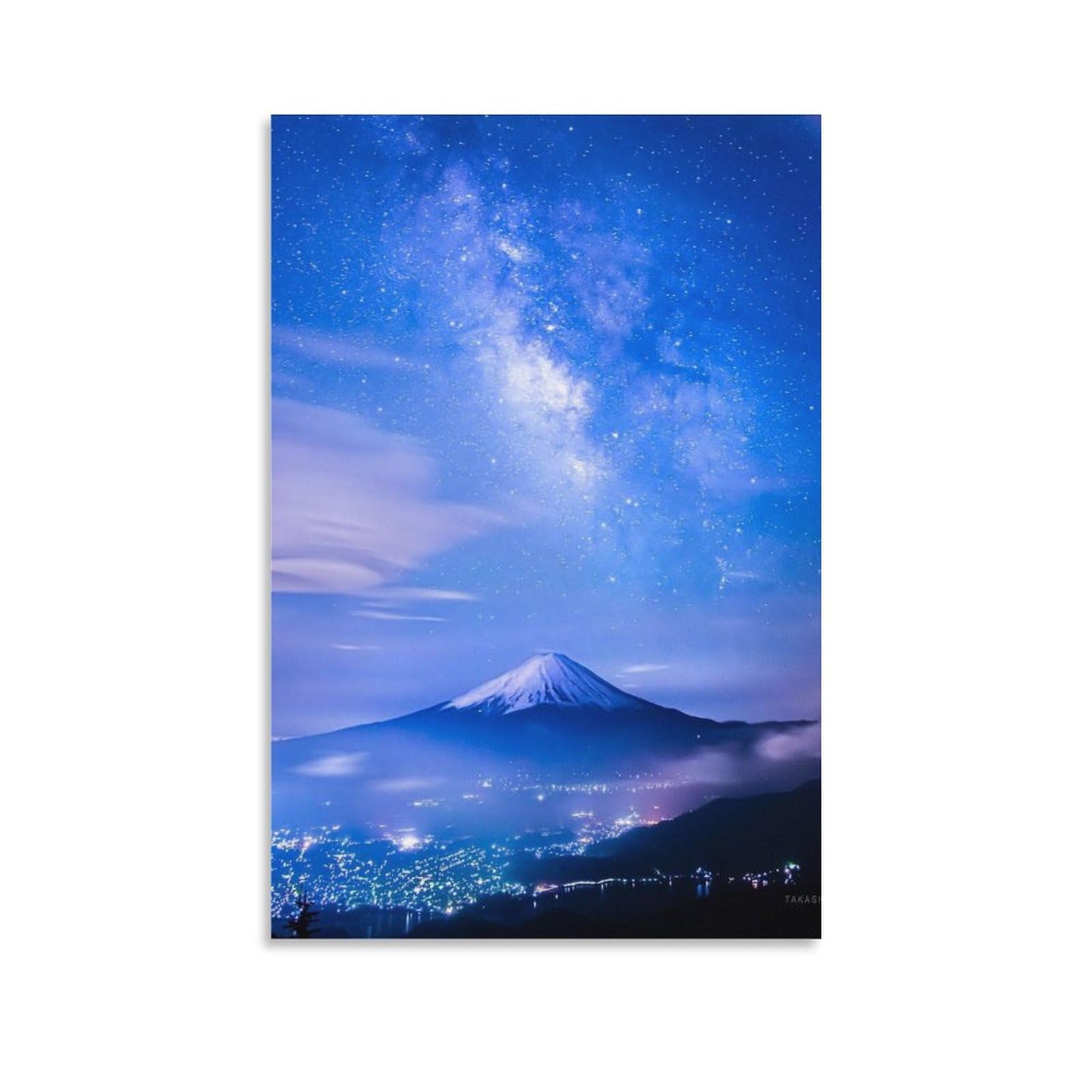 Amazon.co.jp: 絵画 富士山と夜の星空インテリア 絵画 宇宙の風景スタ