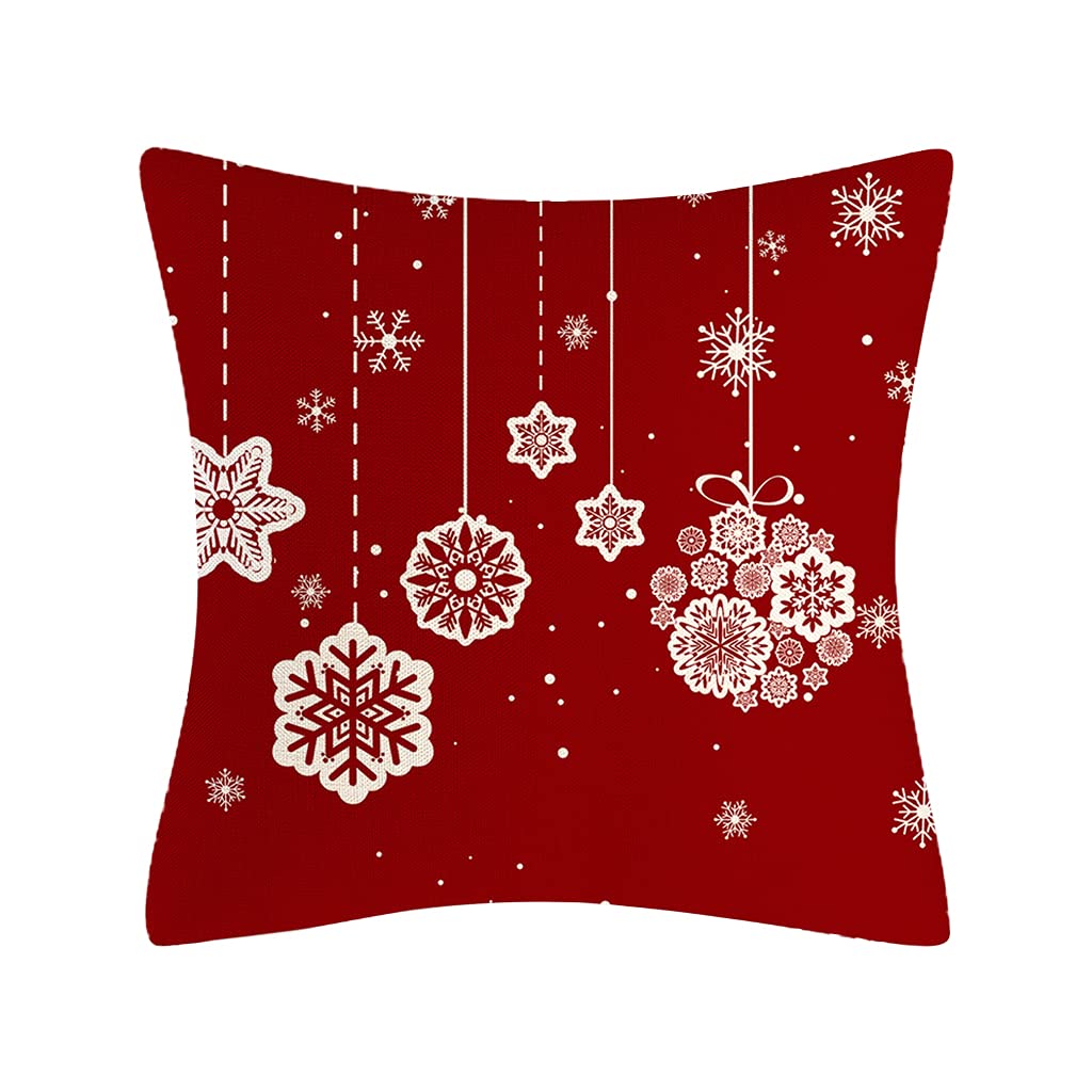 Hsioluted Merry Christmas Throw Pillow Cover Snowflakes Decorations Farmhouse Cushion for Christmas Pillow Covers