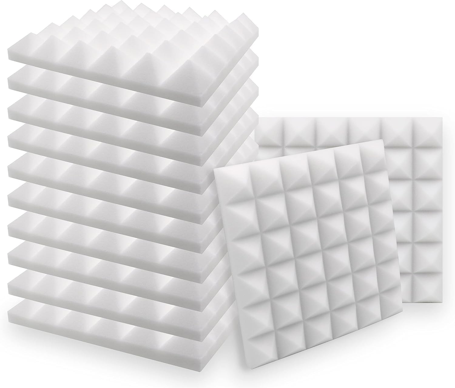 Pyramid Acoustic Foam Panels 12” x 12” x 2” – High Density Sound Absorbing Panels for Studio & Home | Professional Noise & Echo Reduction | White Acoustic Wall Panels (Pack of 36)-image-13