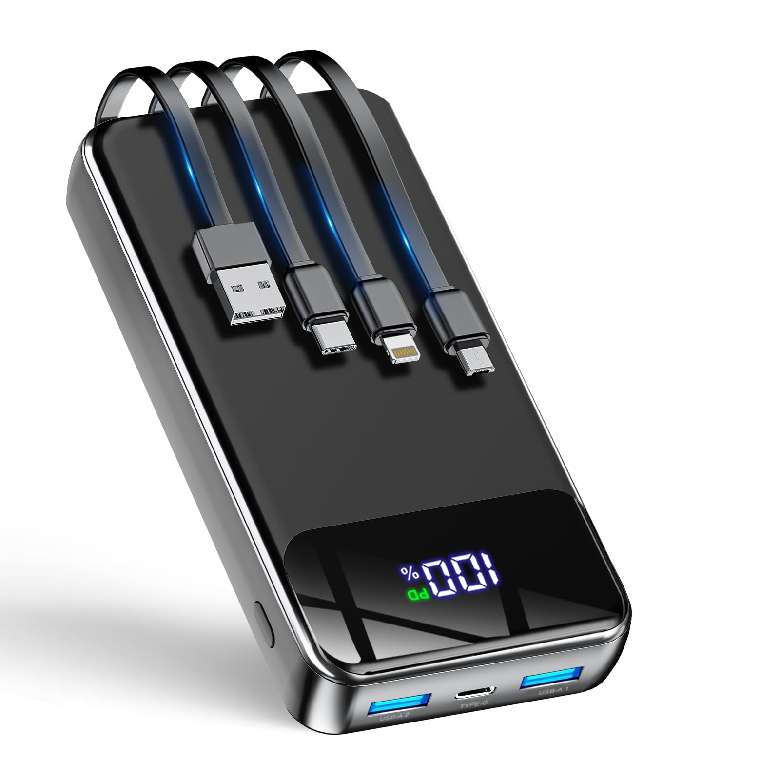 GTOCE Portable Charger,40000mAh Power Bank with22.5W Fast Charging LED Digital Display Battery Packwith 6 Outputs 2 Inputs, Type C Powerbank PortableCharger for iPhone 16/17 Samsung AirPods etc,Black