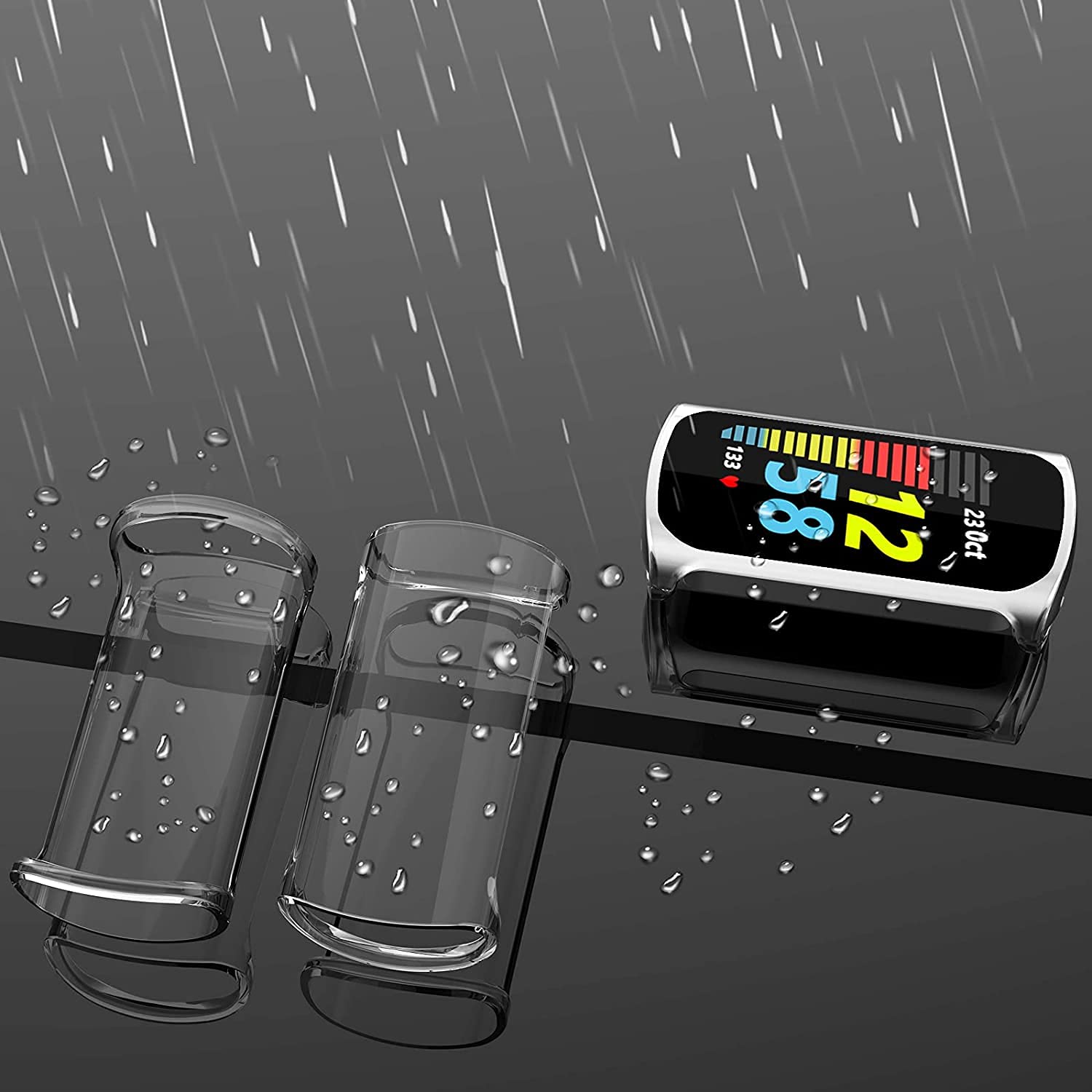 Giaogor - Custodia protettiva compatibile con Fitbit Charge 5, in TPU flessibile, protezione completa con pellicola protettiva, antigraffio, protezione per schermo per Fitbit Charge 5 Tracker (nero