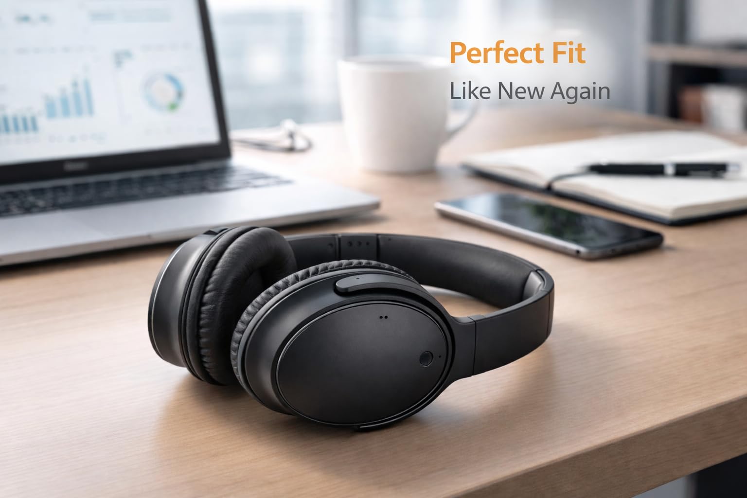 Almohadillas de repuesto de alta calidad para Bose QC2, QC15, QC25, QC35 I y II – Cuero de proteína suave y cojines de espuma viscoelástica – Aislamiento de ruido mejorado – Kit de fácil instalación y