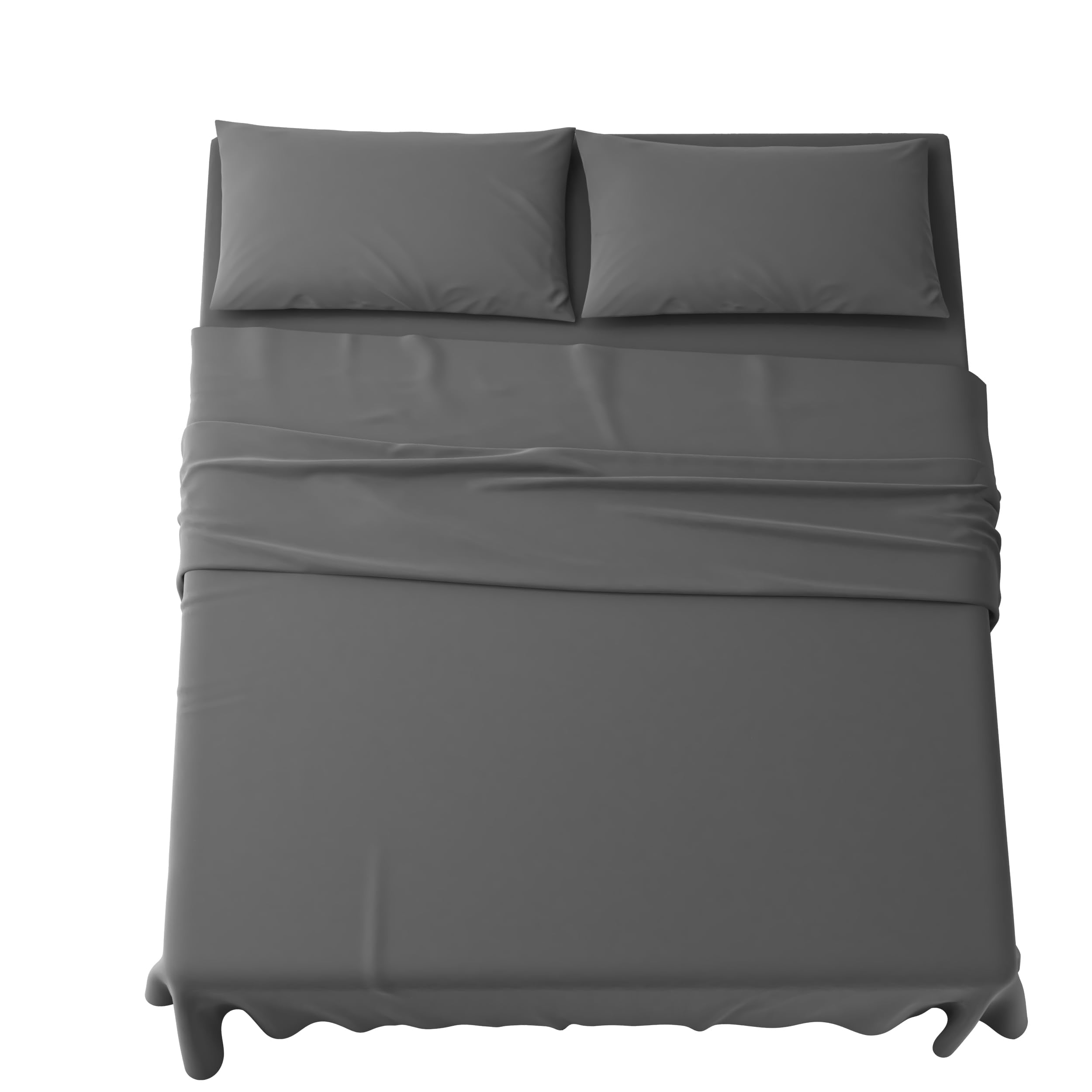 MAXIME MAISON - Completo Lenzuola Matrimoniali 4 Pezzi, Set Lenzuola Matrimoniale in Microfibra Made in Italy, Completo Letto 1 Lenzuolo con Angoli, 1 Lenzuolo Sopra, 2 Federe (Grigio Scuro)