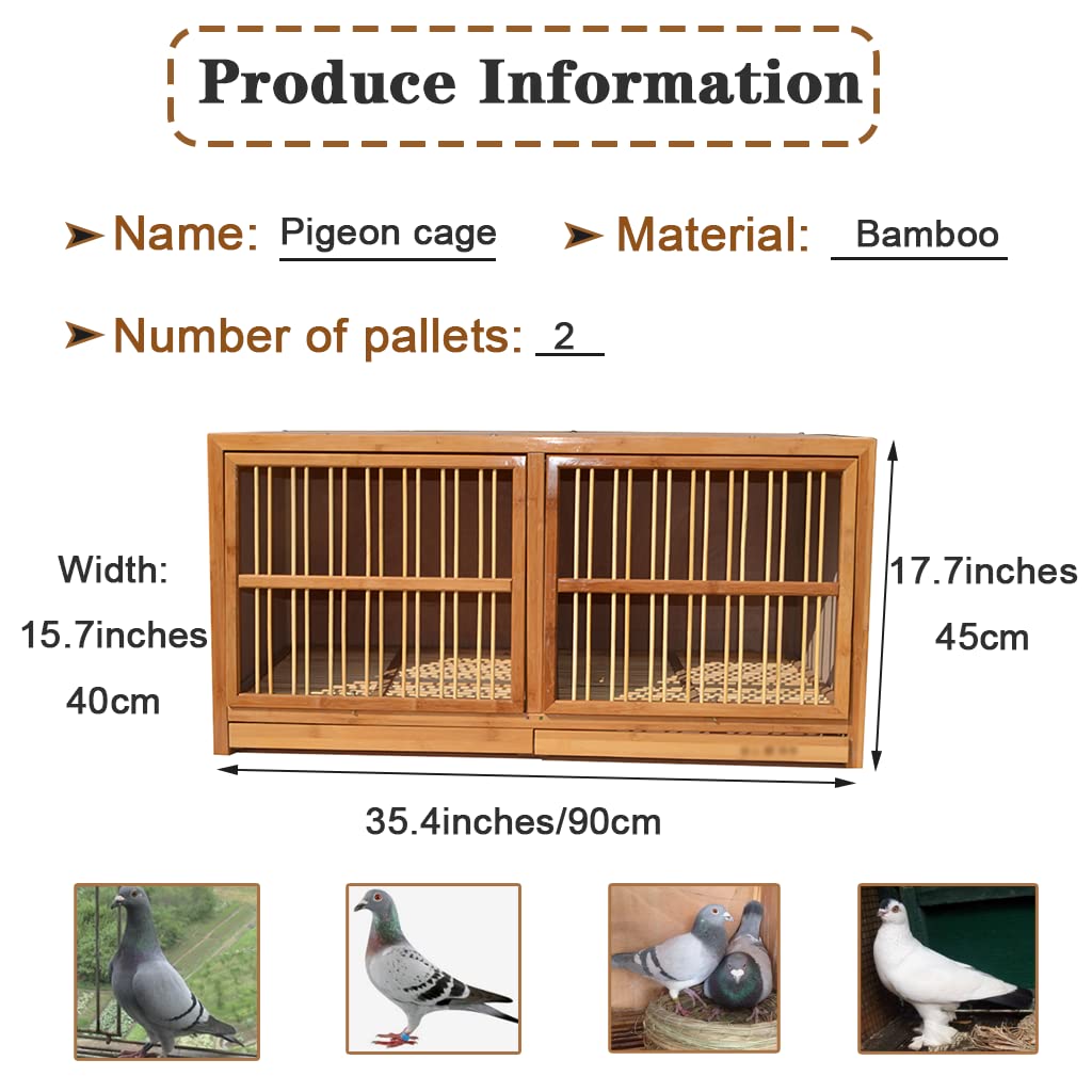 Jaula para Palomas, Jaulas para Pájaros de Bambú Grande para Palomas de Carreras, Jaula Multiusos para Emparejamiento de Palomas, Jaula Pájaros Duradera para Exteriores(Brown,90 * 40 * 45CM)