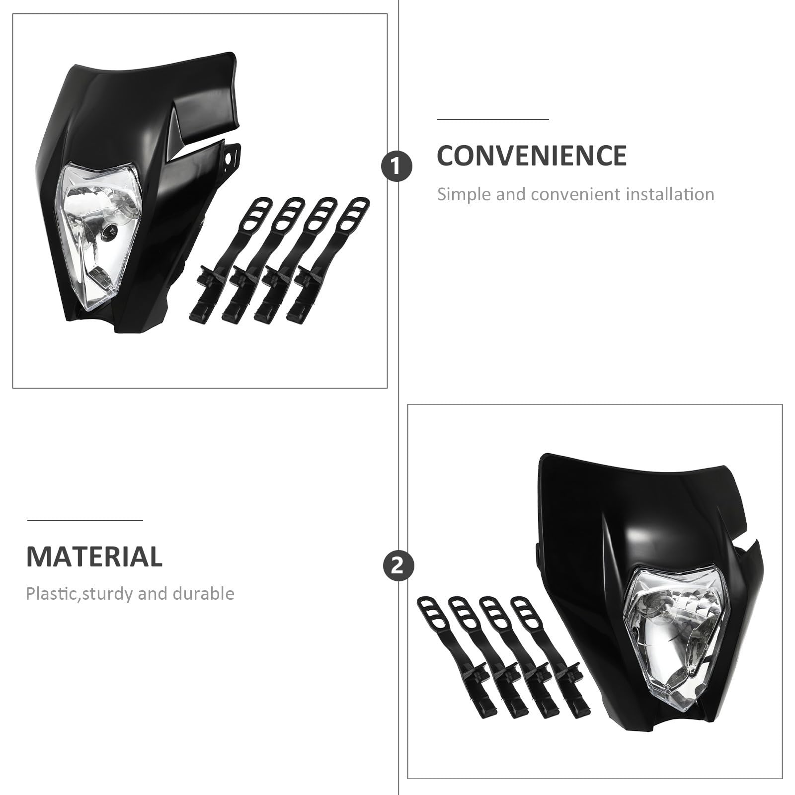 PLAFOPE Plástico Faro Resistente para de LED Negro Motocicleta Motocross
