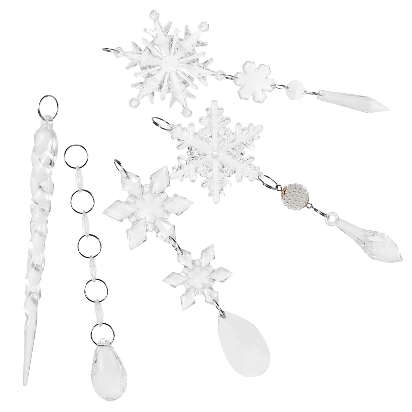 Cabilock 2 Sätze Acryl Transparent Schneeflocke Anhänger Kombi Set Christbaumschmuck Anhänger Weihnachtsdeko Outdoor Schneespray Für Christbaum Weihnachtskugel 18 Stück * 2