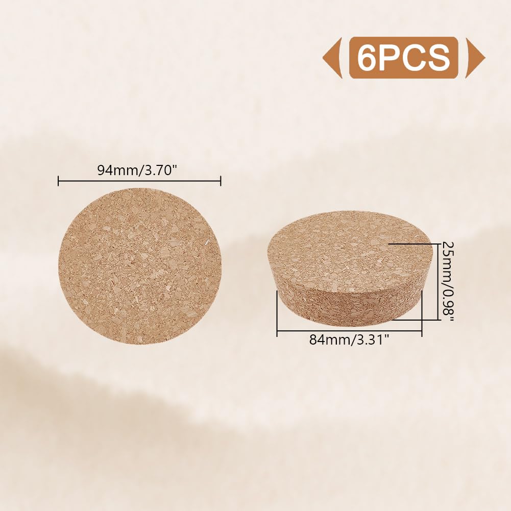 AHANDMAKER 6 tapones de corcho cónicos para botellas, tapones de corcho de madera de 3.3 x 3.7 x 0.98 pulgadas, tapones de corcho cónicos grandes para botellas de vino, botellas de cerveza, tarros de