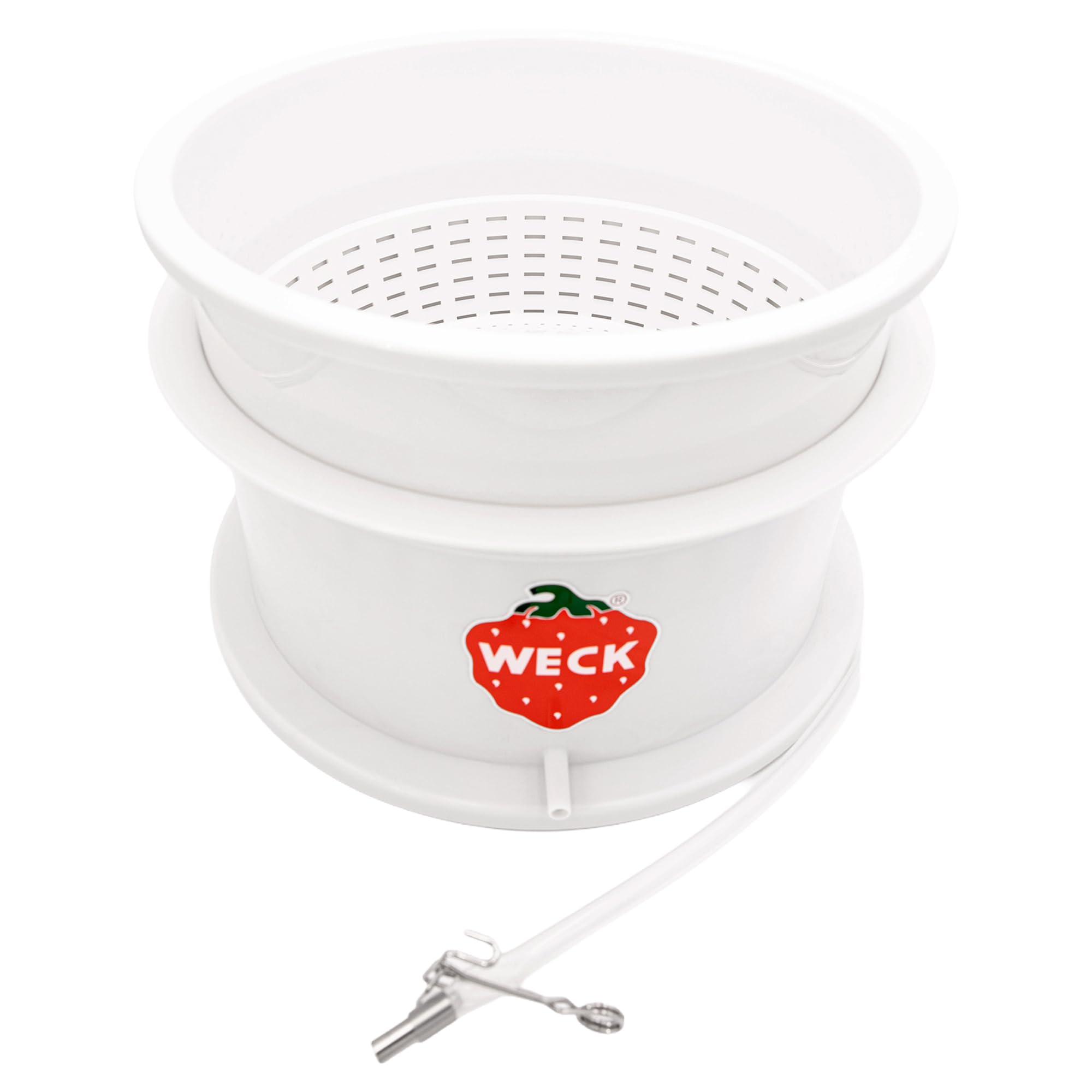 WECK Dampfentsafter-Aufsatz für Einkochautomaten & Einkochtöpfe – Dampfentsafter Zubehör – Passend für Töpfe ab 35 cm – Schonende Saftgewinnung – inkl. Saftauffangkorb & Schlauch