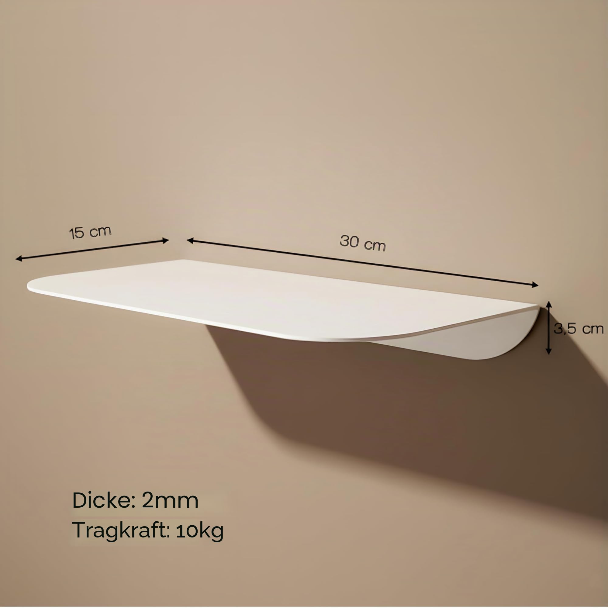 Audace Orizzonte – Wandregal aus Stahl, Mattweiß, 30 cm | Schweberegal für Bad, Wohnzimmer, Schlafzimmer, Flur | Belastbar bis 10 kg | Made in Italy