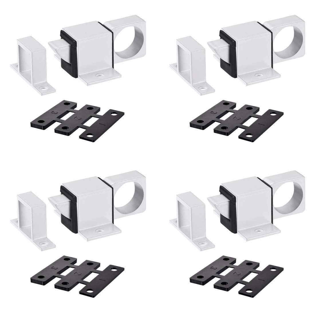 SYOSI Door Bolt Latch, , Aluminum Alloy Security Automatic Window Gate Spring Bounce Lock, 4 Pcs (White)