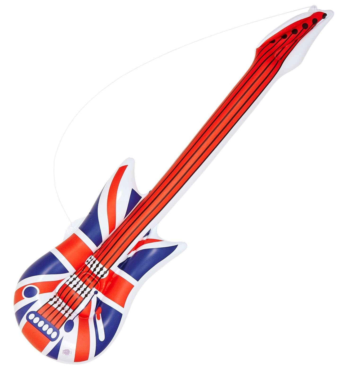 WIDMANN 23947 - Inflatable U.K. Guitar With Strap, Adult Unisex, Length 105 cm, United Kingdom, English, Rockstar, Pop Star, Punk, Musicians, Carnival, Theme Parties