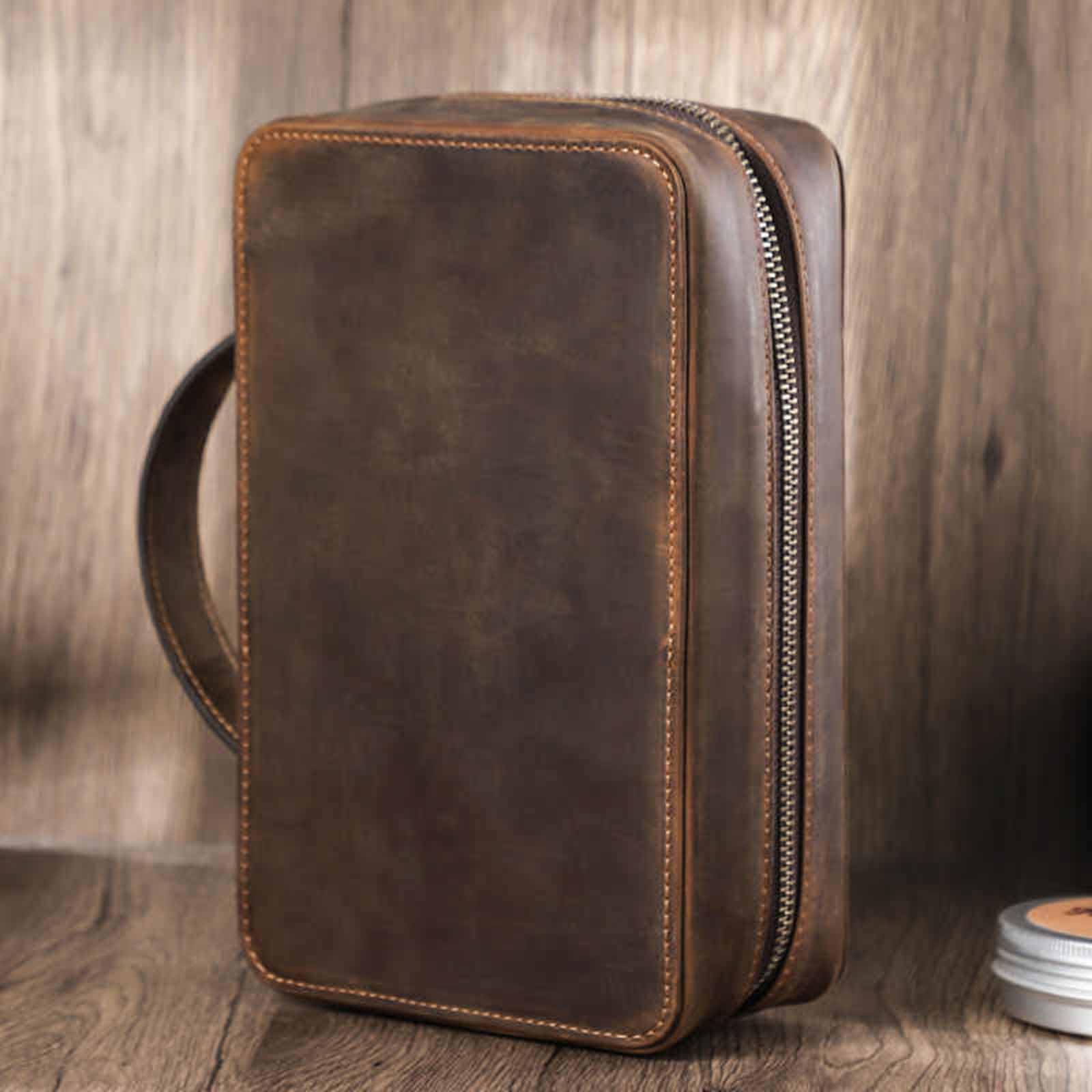 Astuccio per Tabacco, Borsa Portatile for Pipa da Tabacco, Multifunzionale, Viaggio, in Pelle, Ideale Come Regalo for Uomo