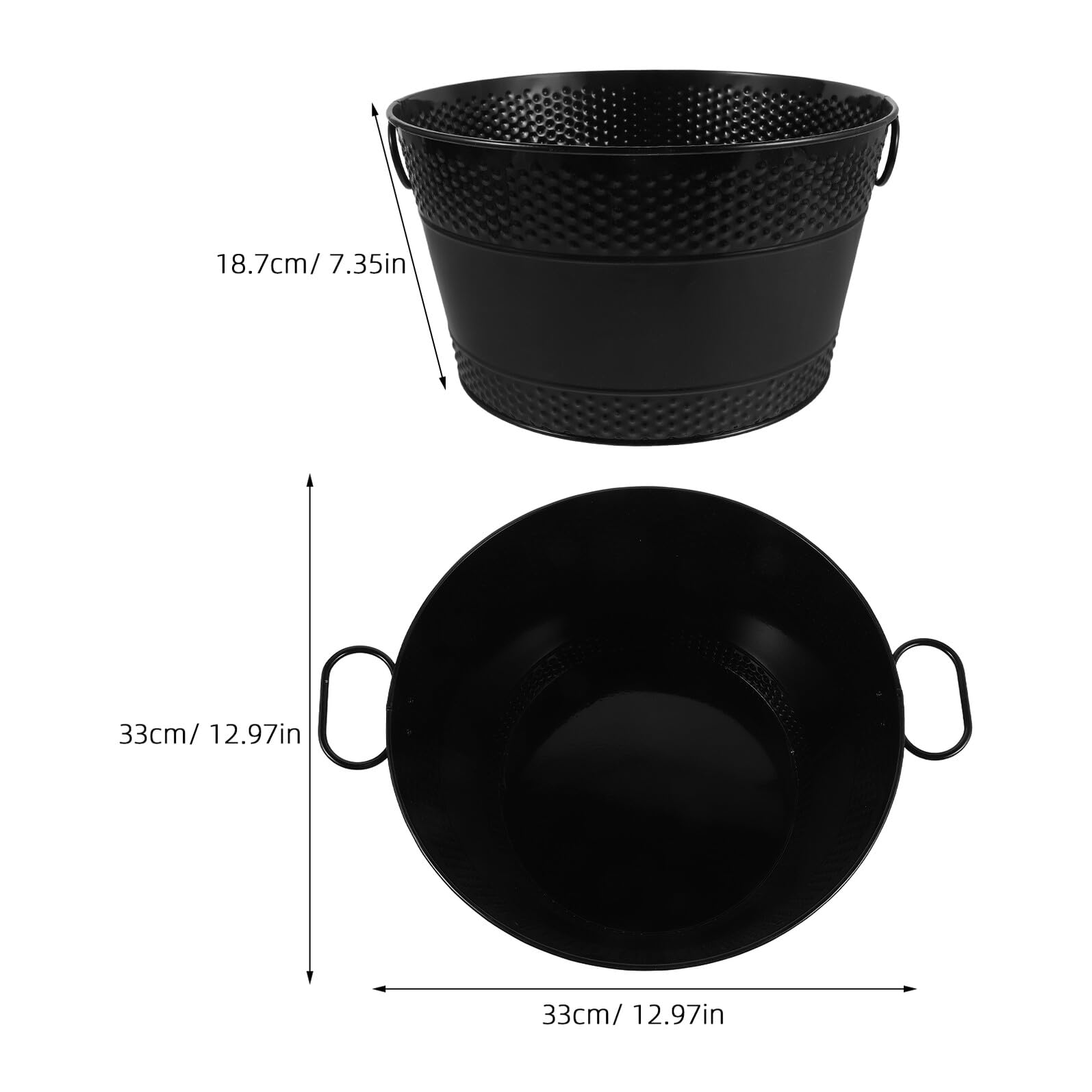 Sosoport Cubo de Almacenamiento de Carbón de Hierro Negro con Asas Dobles, Leñero Metálico para Chimenea Interior, Contenedor para Cenizas y Leña, 33 X 33 X 19 Cm, Soporte Práctico