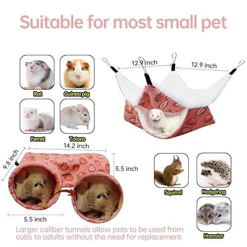 Rat Ferret Hammock Toys Cage Accessories, Guinea Pig Hideout Tunnel, Warm Bed for Rat Ferret Guinea Pig Sleep Hide and Play - Image 6
