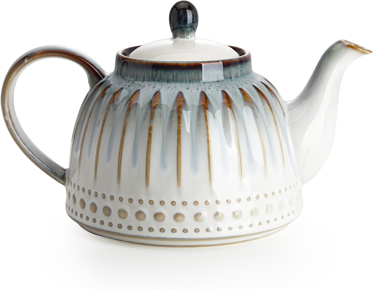 Sweese Ceramic Teapot, Beaded Retro Flower Glaze, 1100ml/37 oz Large Tea Pot for Loose Tea or Bags, Enough for 4 Cups, Nebula Blue