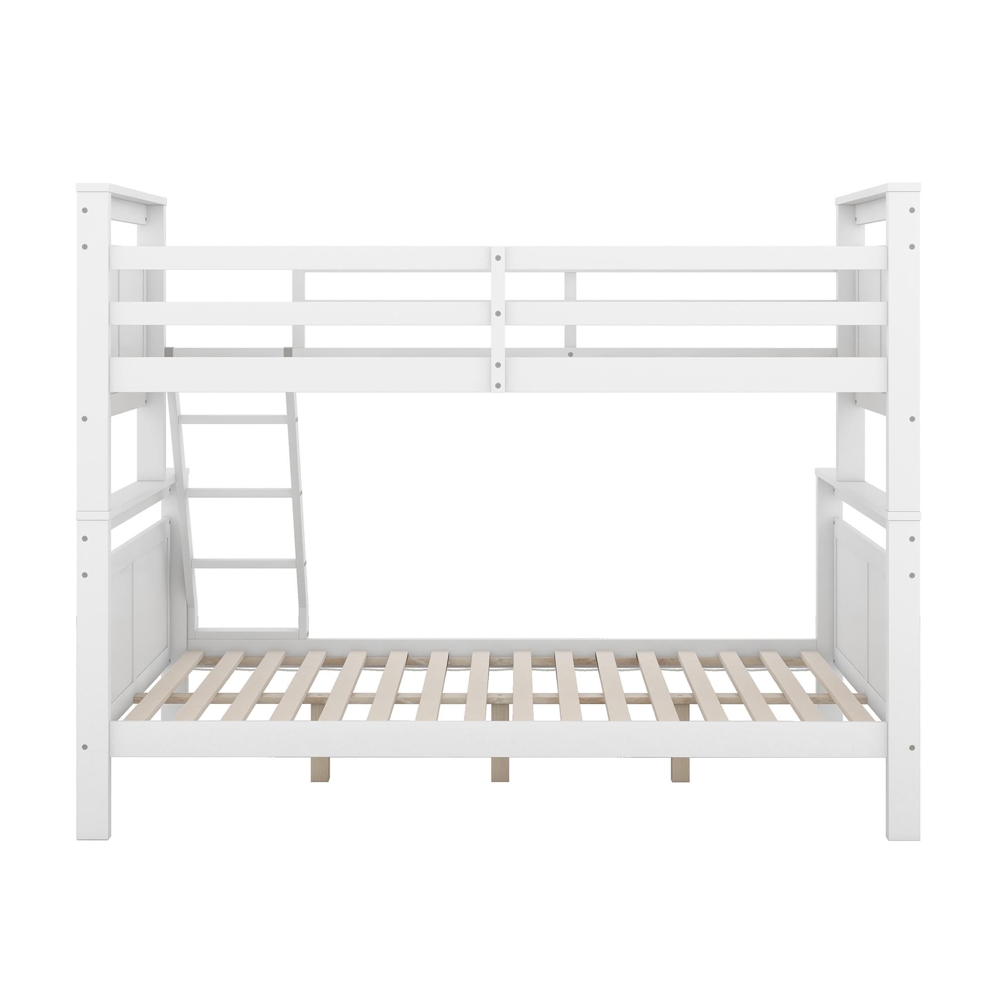 Moimhear - Letto a castello 90 (140) x 200 cm, con scala e ringhiera di sicurezza, trasformabile in 2 letti separati, letto in legno per bambini, ragazzi e adulti, bianco