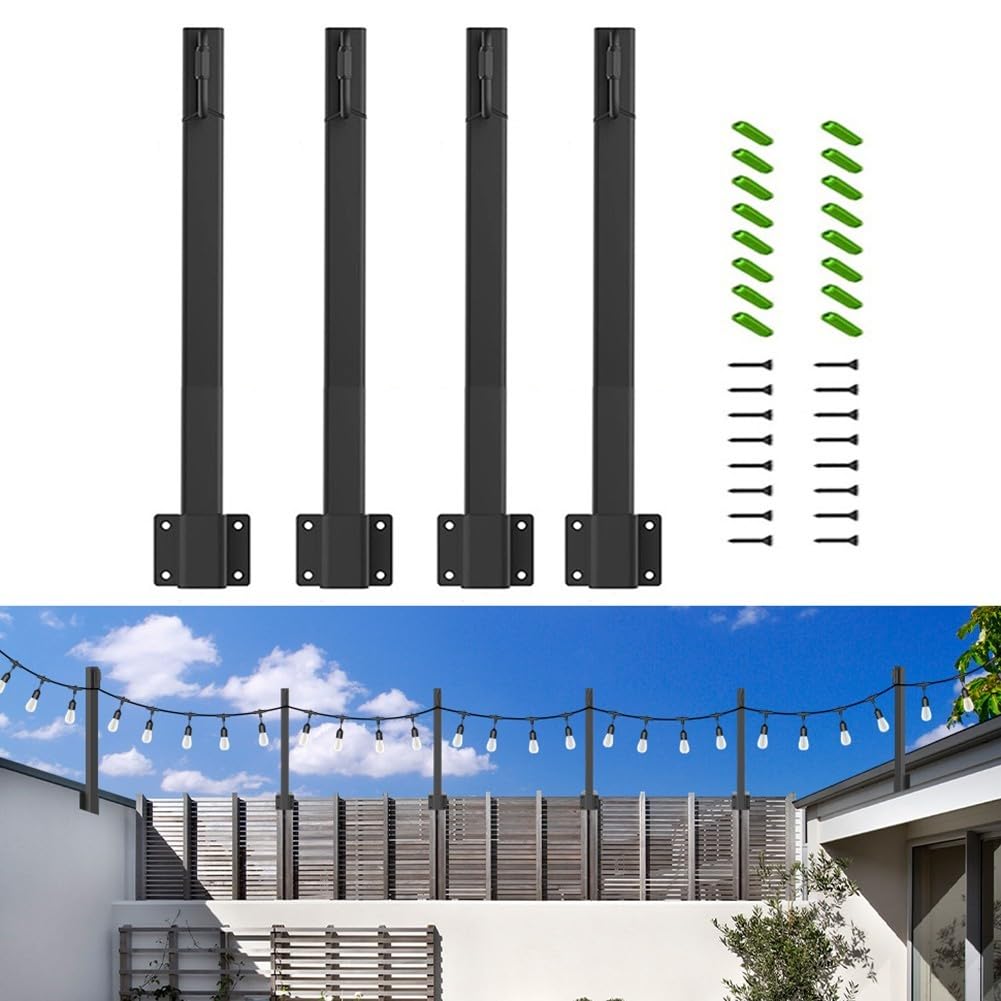 Lot de 4 guirlandes Lumineuses réglables en métal pour Lampes suspendues extérieures, Supports de Fixation muraux Robustes pour terrasse, Jardin, lanternes de café et carillons éoliens D