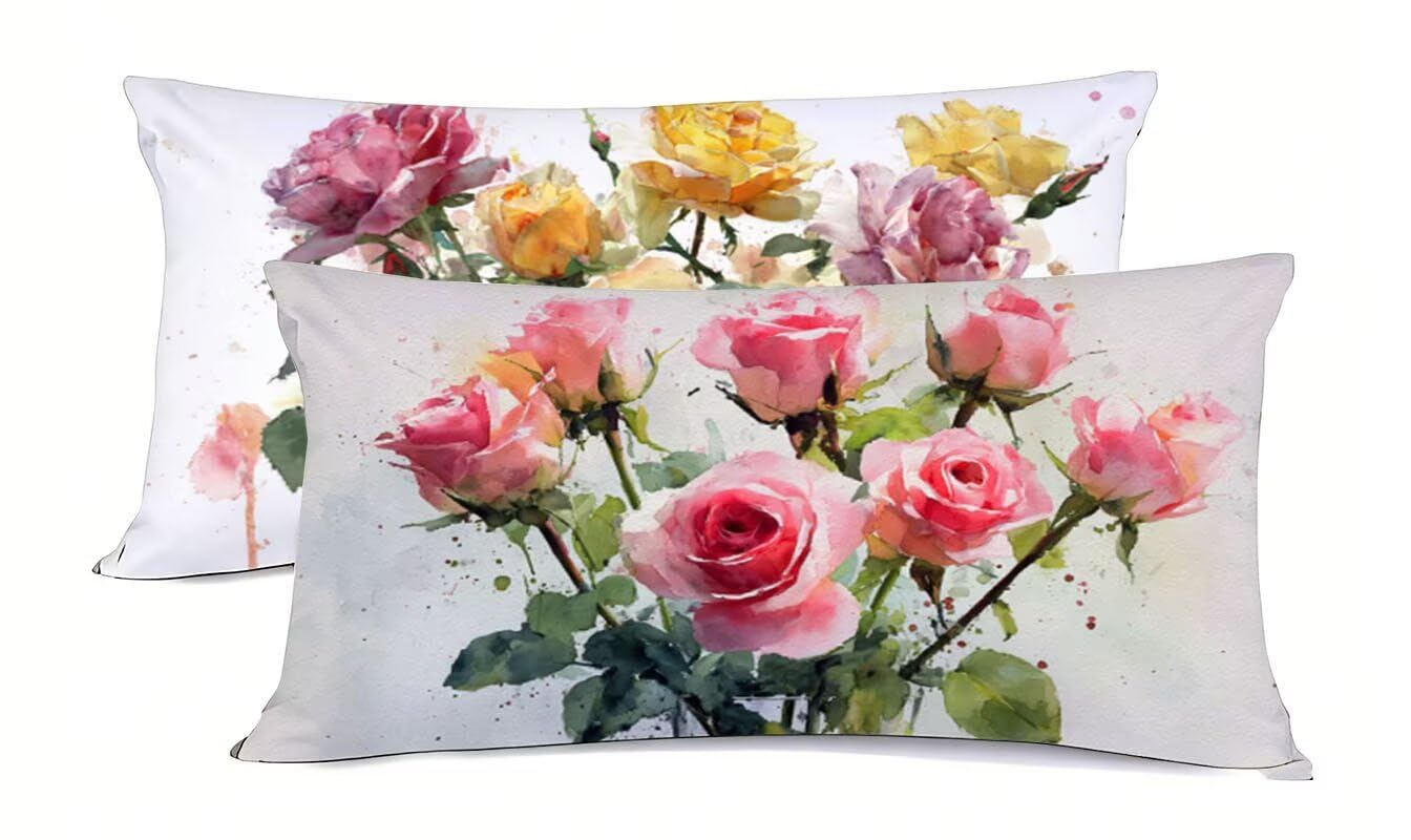 Taie d'oreiller 50x75cm fleurs pour une décoration de chambre romantique et douce