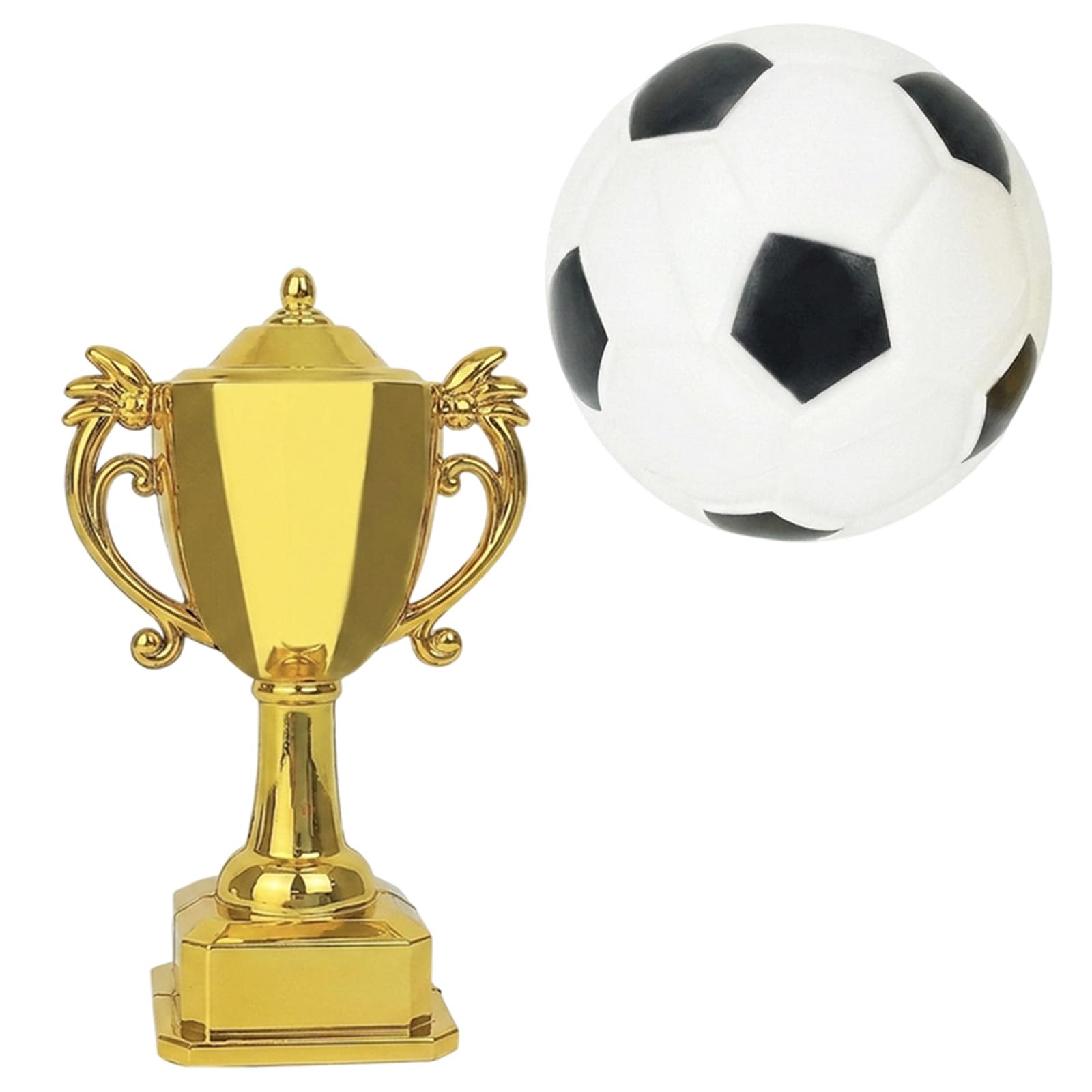 2-Pack Football Cake Topper, Liverpool Cake Topper,Football Cake Toppers for Father's Day,Football Cake Decorations, Soccer Theme Party Supplies for Birthday, 6 cm Football,8.5 cm Trophy