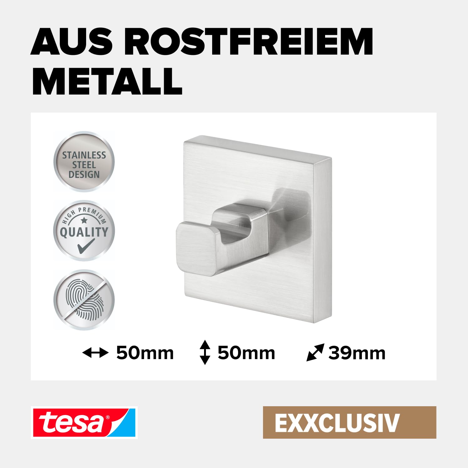 tesa EXXCLUSIV Handtuchhaken - 50 mm x 50 mm x 39 mm – Bild 3